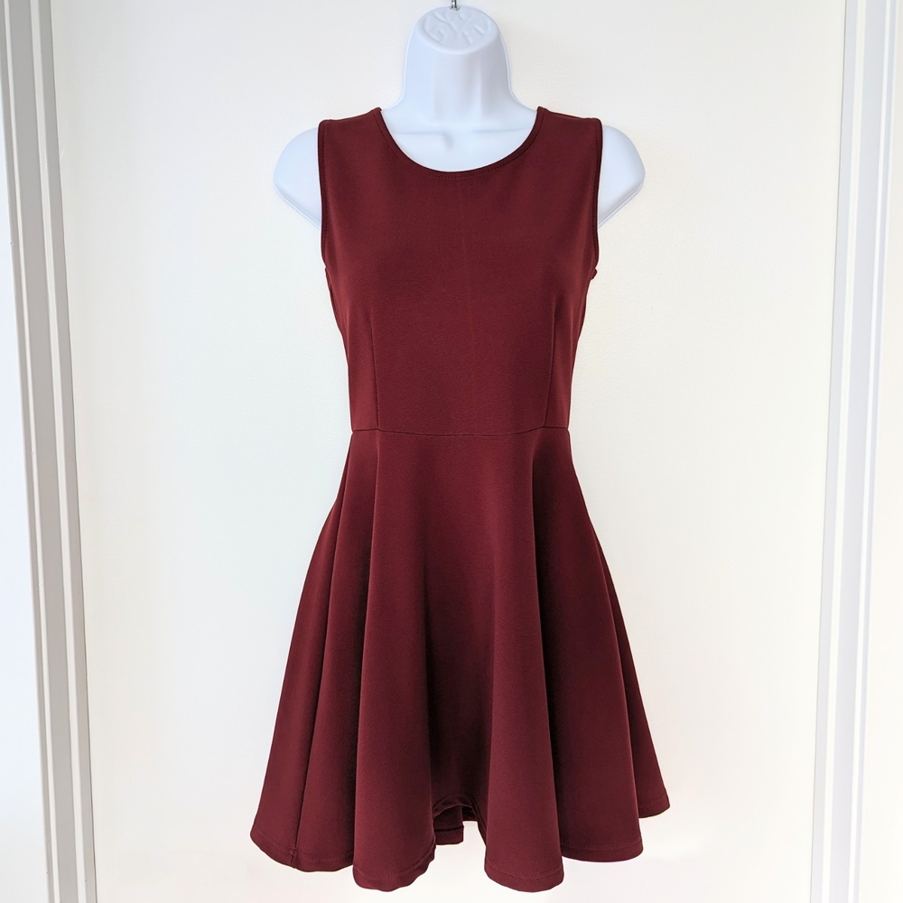 SHEIN Burgundy Dark Red Sleeveless Dress